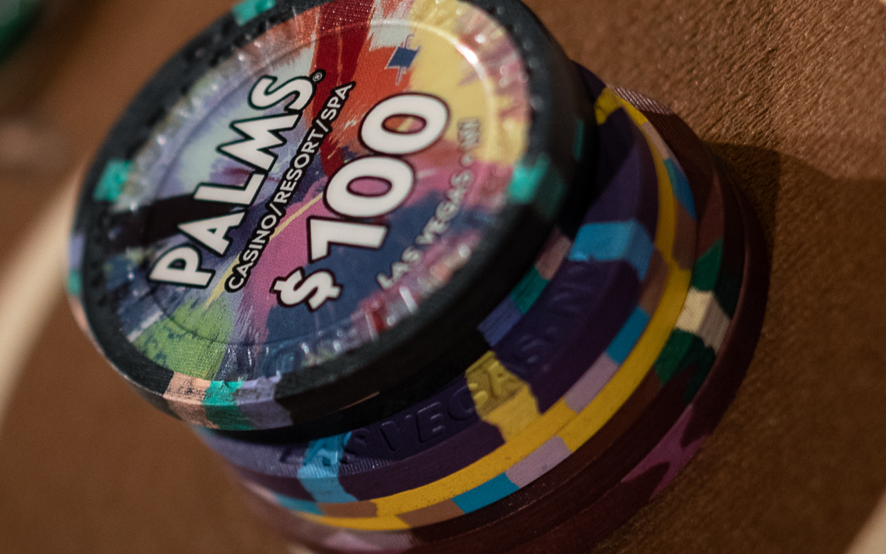 Stacked Poker Chips, $100 chip on top
