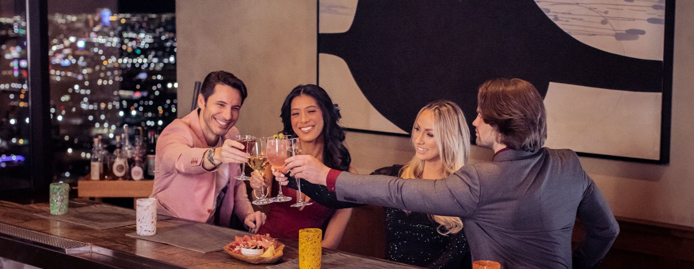 Group of friends toasting at Vetri Cucina
